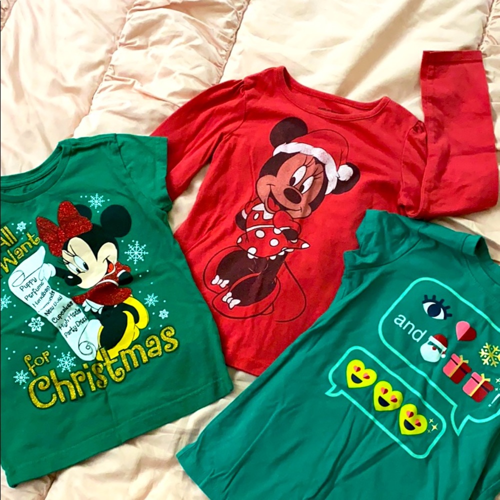 3 Christmas Shirts - Disney size 4 XS Old Navy